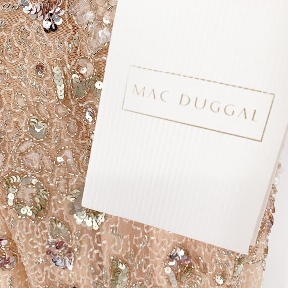 MAC DUGGAL Dress Size 2 Evening Gown Sequin Pink NEW Cream Embellished Bateau - Picture 3 of 7